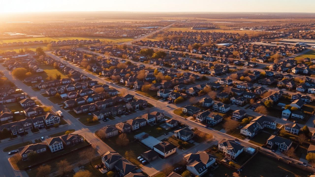Aerial view of Mansfield Texas neighborhoods
